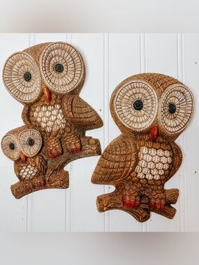 Vintage Foam Owl Wall Hangings | Vintage MCM 70’s Wall Decor Retro